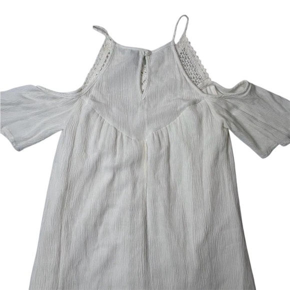 Speechless Women's White Short Cold Shoulder Dress Crochet Detail Size S Boho - Picture 8 of 12